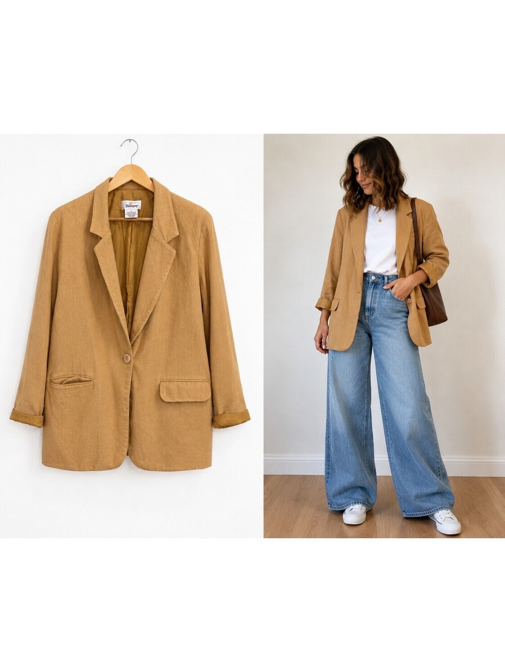 Worthington Vintage 100% Rayon Oversized Blazer In Mustard Yellow - Women's 16